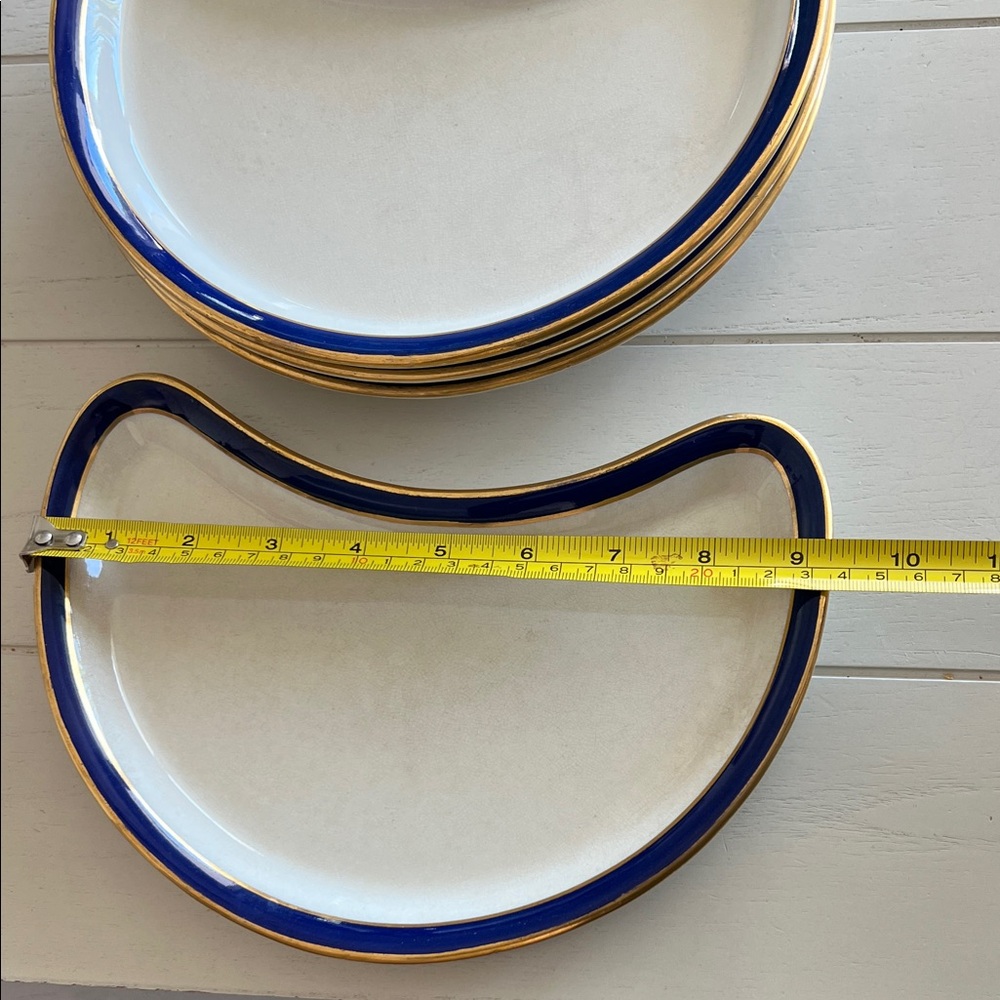 4 Spode plates over 100 years old - Elegant cream and Blue Plates with Gold Trim - Picture 6 of 8